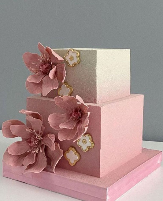 Wedding Pink Square Block Cake